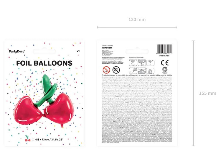 Balon foliowy Wiśnie 88x73cm FB66 PartyDeco